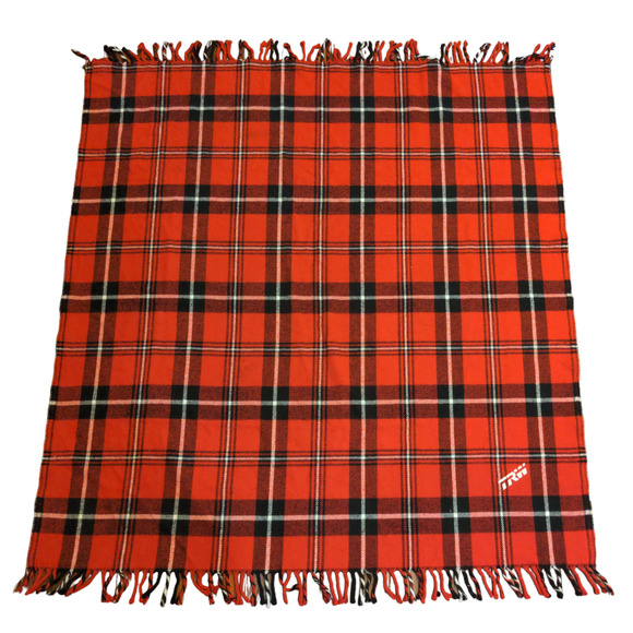 Faribo Woolen Mill Blanket Red Plaid 55x53 100% Acrylic Made in USA - Picture 1 of 5